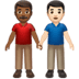 👨🏾‍🤝‍👨🏻 men holding hands: medium-dark skin tone, light skin tone display on Apple